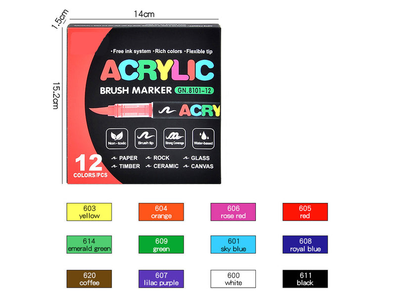 Acrylic Brush Markert Set