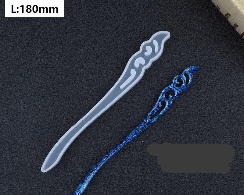 Silicone Hairpin Mould Clear Hairpin Hair Stick Mould DIY Epoxy Resin Mould Jewelry Casting Mouldfor Resin Hair Pin Making DIY Craft Supplies