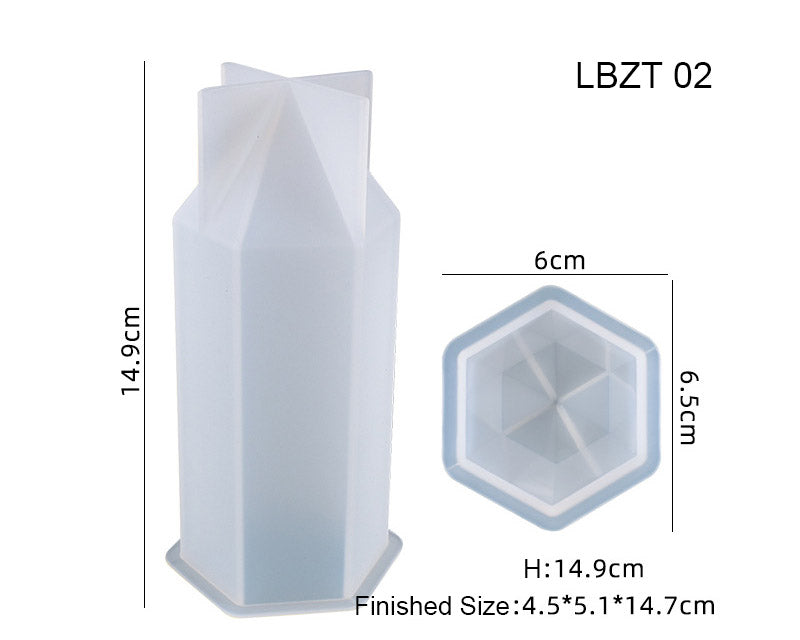 Crystal Tower 3D Six-Sided Vertebrae Cone Resin Candle Casting Mould with Resin, Cement, Candle