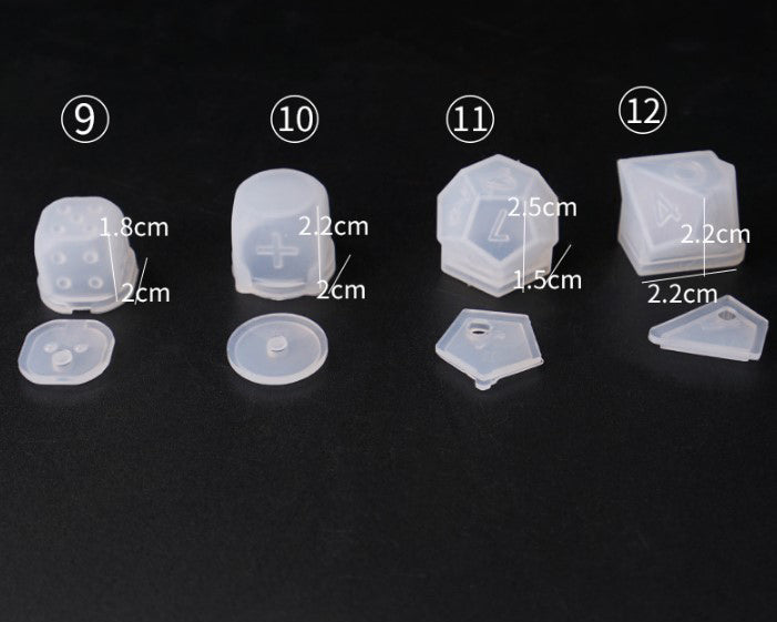 Dice Silicone Resin Casting Moulds Multiple Shapes Polyhedral Dice Moulds for Resin Lovers Table Games DIY Making