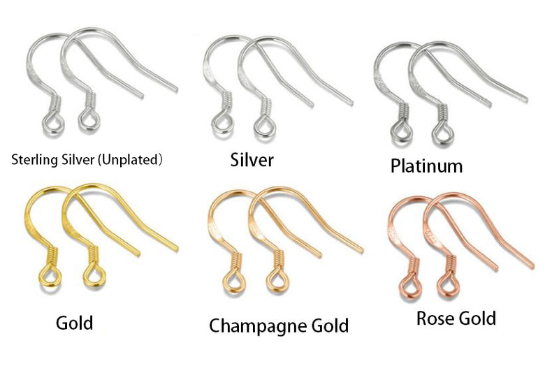 S925 Sterling Silver Earring Hook- One pair - Flat