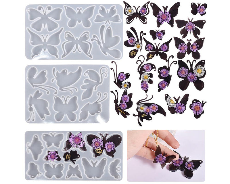 DIY Butterfly Silicone Resin Moulds Earrings Pendant Epoxy Casting Moulds - 28