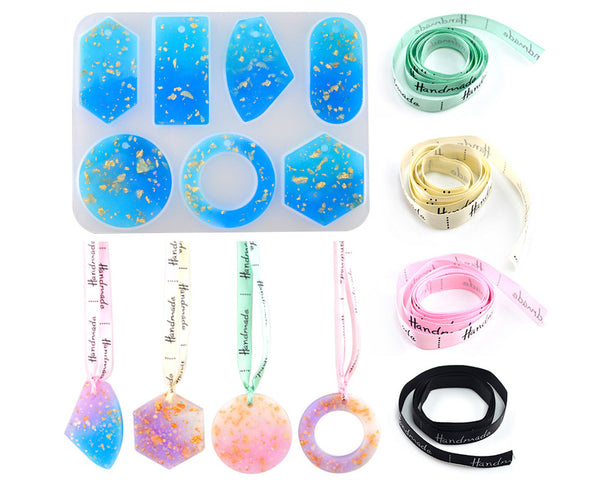 Set of Hanging Hole Pendant Silicone Mould Plus Ribbon