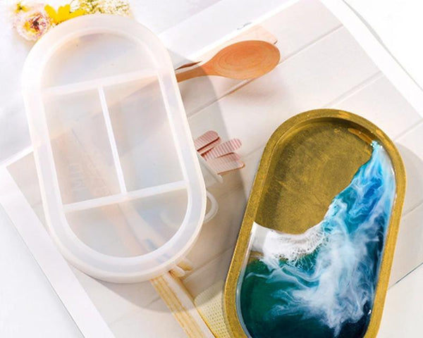 Plate Moulds - Large Tray Resin Mould, Craft Jewelry Making Tools Epoxy Mould Resin Mould Silicone Mould (Oval)