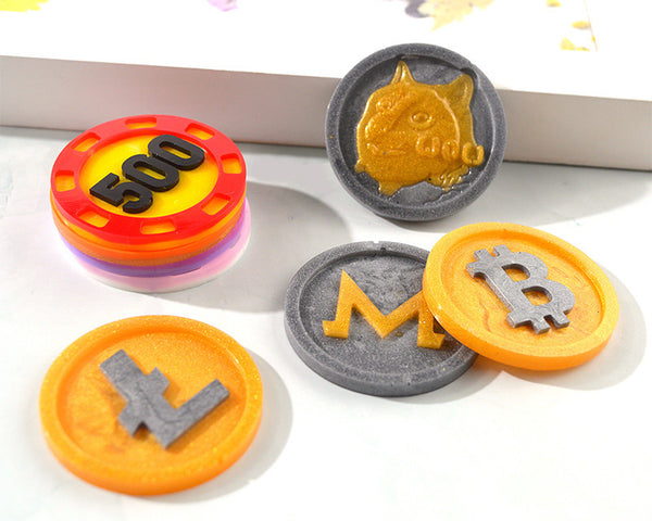 Bitcoin Commemorative Coin Crystal Resin Moulds 2 Pcs, Epoxy Silicone Mould for Making Virtual Currency Art Collection Coin DIY Casting Jewelry