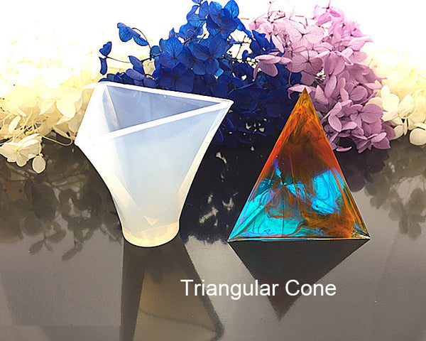 Triangular Cone Moulds Hexagonal Silicone Resin Moulds Super flexible, Super Transparent Clear, Moulds for Casting with Resin, Cement, Candle