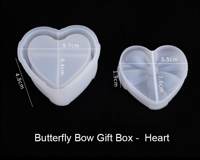 Butterfly Bow Gift Box Container with Lid Resin Mould Jewelry Storage Box Container Resin Casting Silicone Mould Epoxy DIY Art Crafts