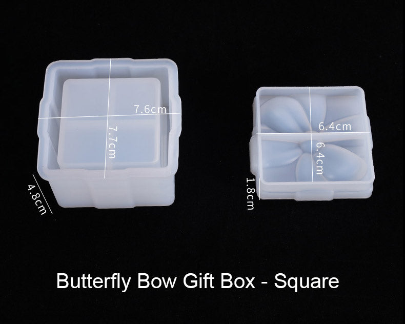 Butterfly Bow Gift Box Container with Lid Resin Mould Jewelry Storage Box Container Resin Casting Silicone Mould Epoxy DIY Art Crafts