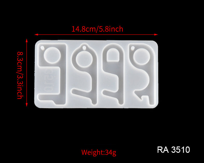 Keychain Resin Silicone Mould, No Touch Door Opener Resin Mould