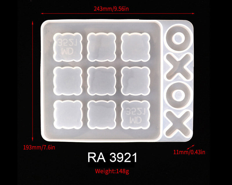Tic Tac Toe Mold X O Board Game Silicone Resin Mould Kit Modern Farmhouse Porch Game Table for Kids Friends Adults