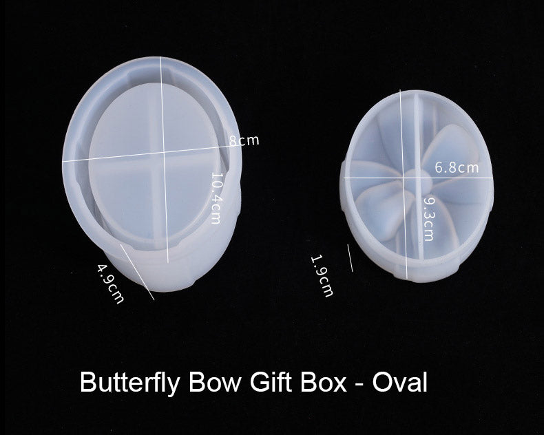 Butterfly Bow Gift Box Container with Lid Resin Mould Jewelry Storage Box Container Resin Casting Silicone Mould Epoxy DIY Art Crafts