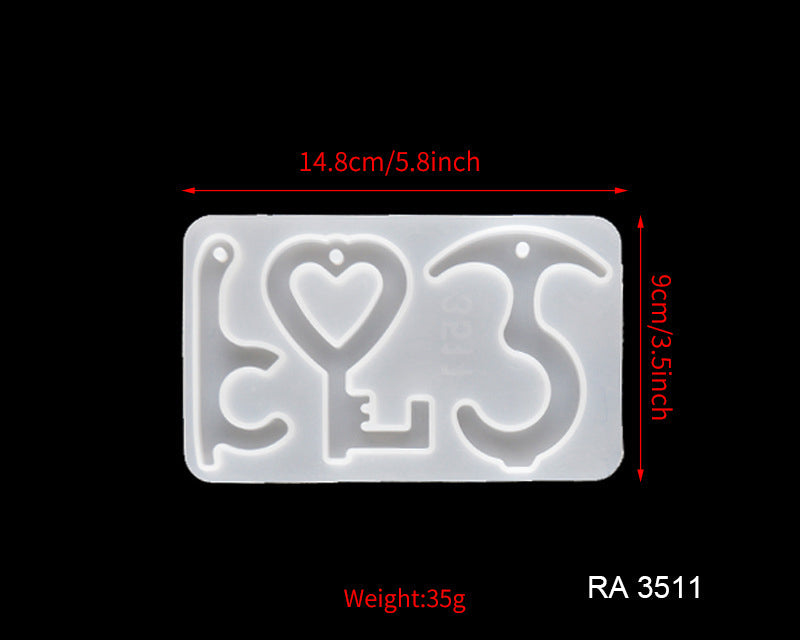 Keychain Resin Silicone Mould, No Touch Door Opener Resin Mould