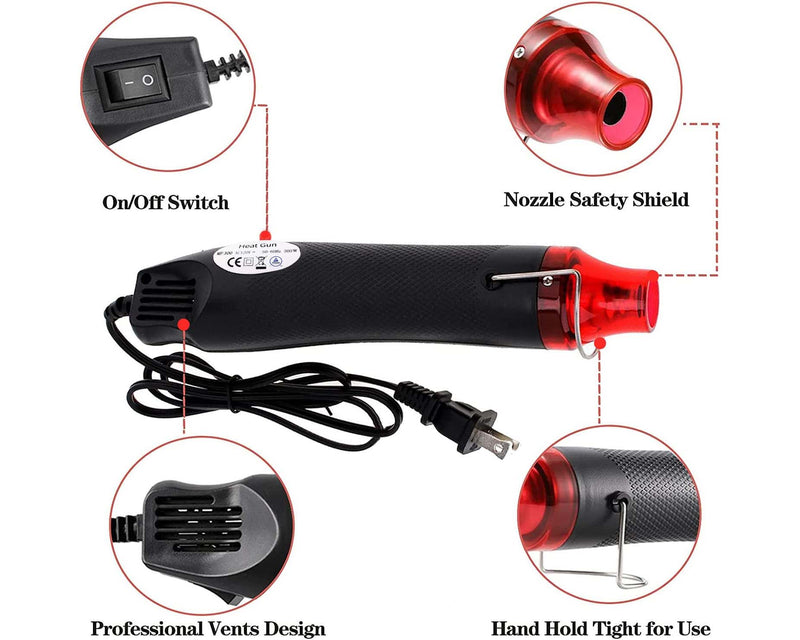 Mini Heat Gun for Crafts, Hot Air Gun Tool for Epoxy Resin, Shrink Wrap, Vinyl Wrapping, Shrink Tubing, Bubble Remover Tool