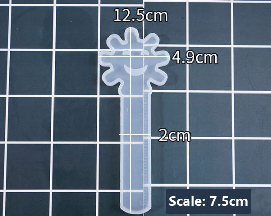 DIY Ruler Moulds Epoxy Resin Moulds Jewelry Making DIY Craft Tools - Flower Smiley Face Ruler