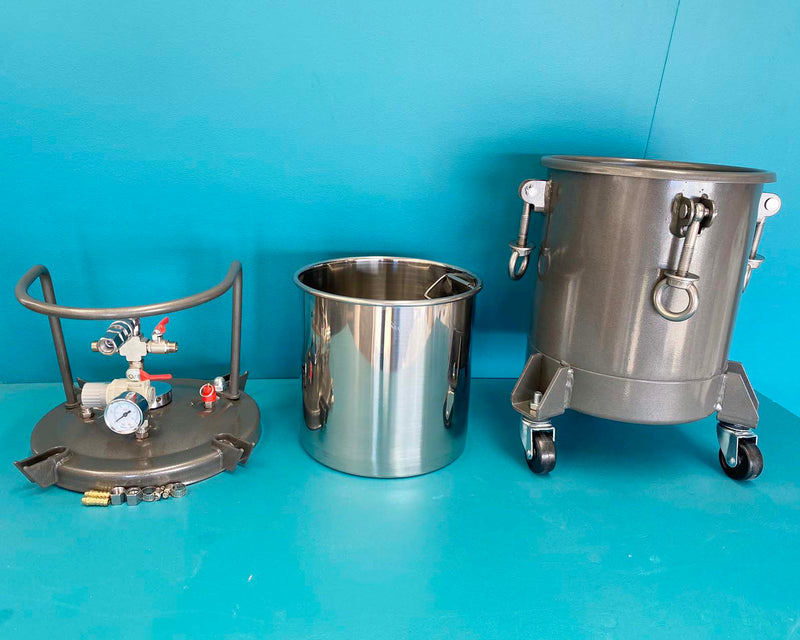 10 Litre Pressure Pot & Lining Pot - Set Up For Resin Casting / Stabilize Wood Applications