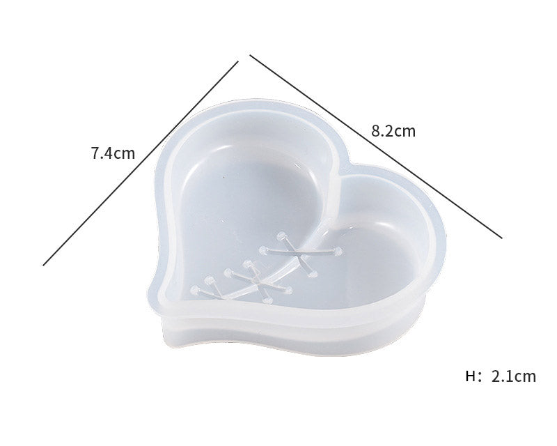 Rubbing Stitching Patching Heart Shaped Keychain Pendant Silicone Moulds for Resin Plaster Soap