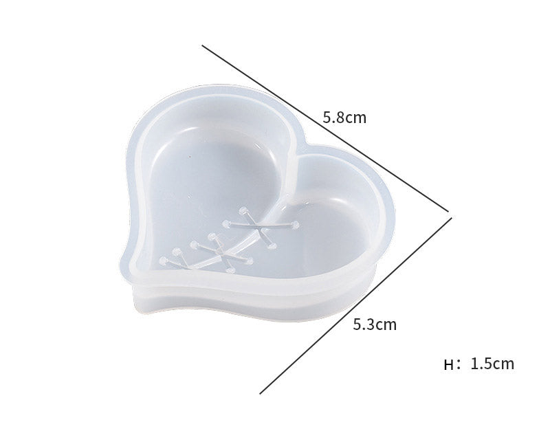 Rubbing Stitching Patching Heart Shaped Keychain Pendant Silicone Moulds for Resin Plaster Soap