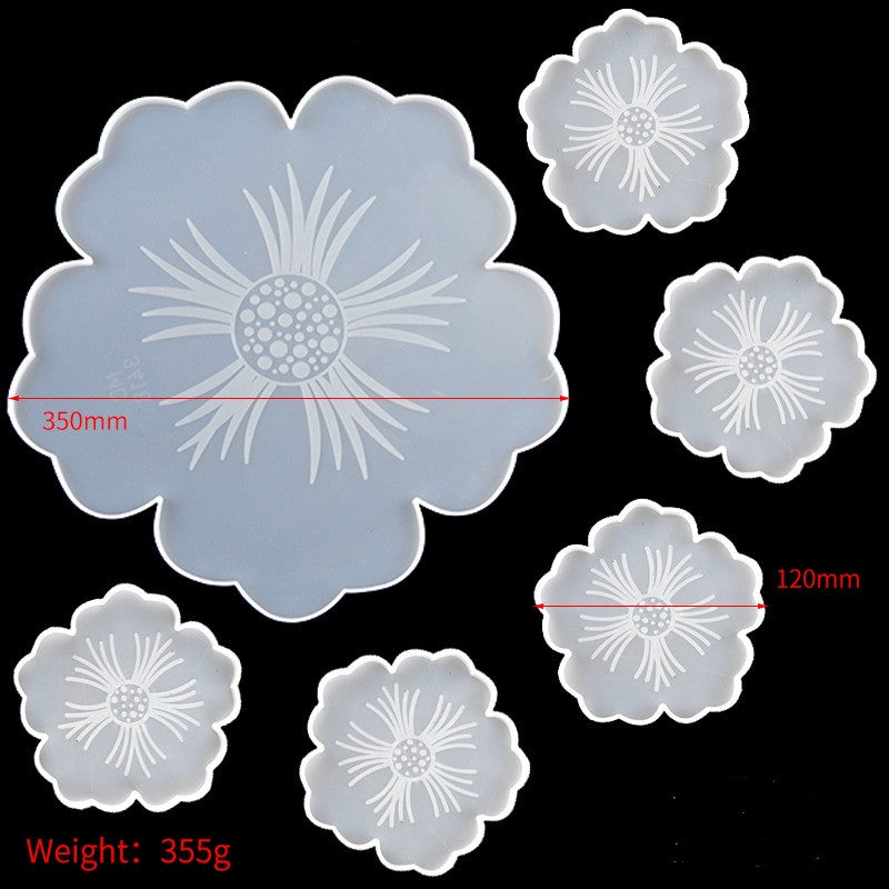 Set of Coaster Moulds - 1x Flower Large + 5x Flower Small