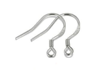 S925 Sterling Silver Earring Hook- One pair - Flat