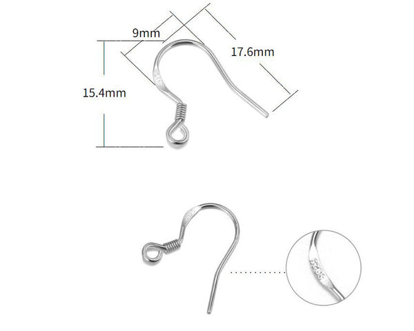 S925 Sterling Silver Earring Hook- One pair - Flat