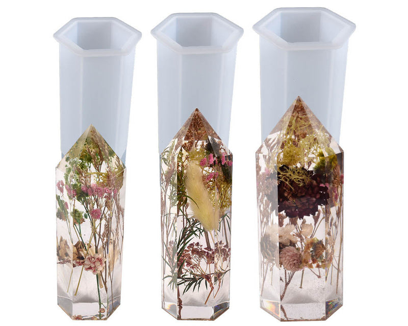 Crystal Tower 3D Six-Sided Vertebrae Cone Resin Candle Casting Mould with Resin, Cement, Candle