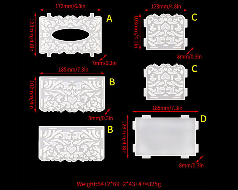 Tissue Box Moulds Set for DIY Craft and Resin Art