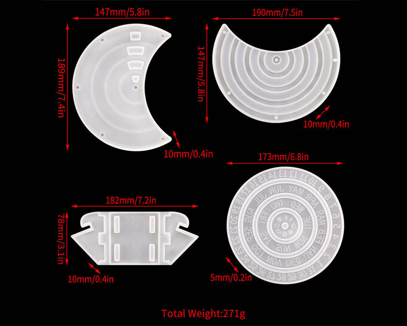 Moon Perpetual Calendar Resin Moulds for DIY Art Crafts, Home Wall Decoration (Calendar Resin Moulds Kit)