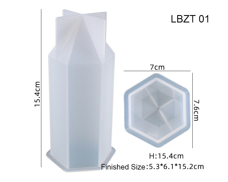 Crystal Tower 3D Six-Sided Vertebrae Cone Resin Candle Casting Mould with Resin, Cement, Candle