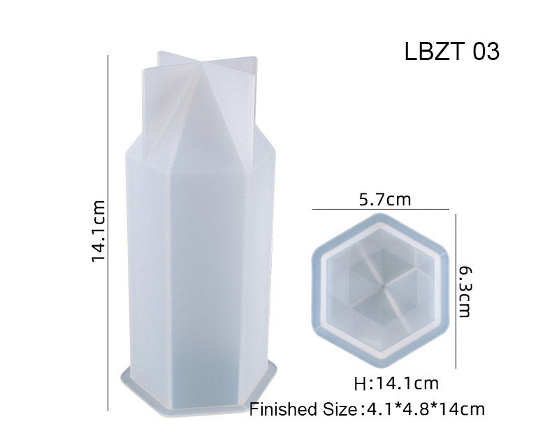 Crystal Tower 3D Six-Sided Vertebrae Cone Resin Candle Casting Mould with Resin, Cement, Candle