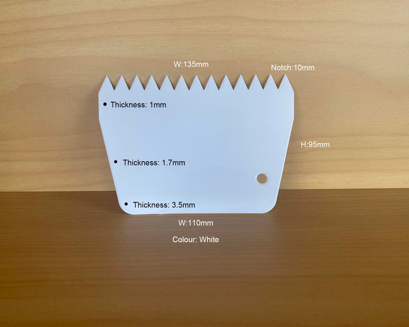 Plastic Scraper / Notch Adhesive Trowel - Perfect for River Table, Coffee Table, Table Top etc
