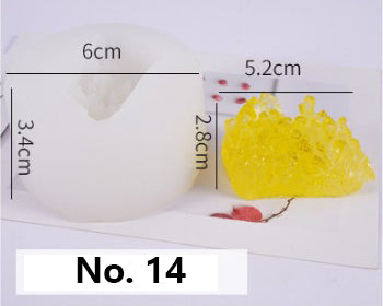 Crystal Moulds Silicone Growing Crystal Cluster Quartz Rock Mould for Polymer Clay, Fondant Cake Decoration