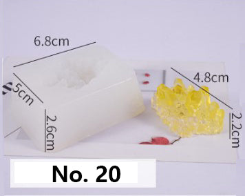 Crystal Moulds Silicone Growing Crystal Cluster Quartz Rock Mould for Polymer Clay, Fondant Cake Decoration