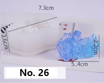 Crystal Moulds Silicone Growing Crystal Cluster Quartz Rock Mould for Polymer Clay, Fondant Cake Decoration