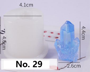 Crystal Moulds Silicone Growing Crystal Cluster Quartz Rock Mould for Polymer Clay, Fondant Cake Decoration