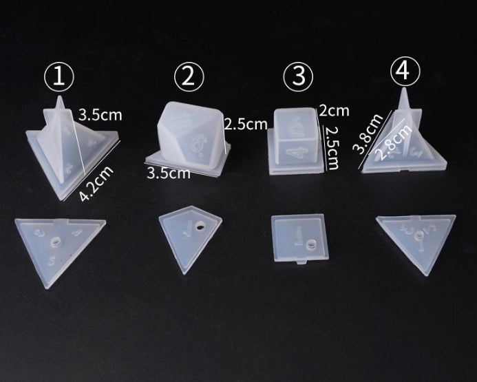 Dice Silicone Resin Casting Moulds Multiple Shapes Polyhedral Dice Moulds for Resin Lovers Table Games DIY Making