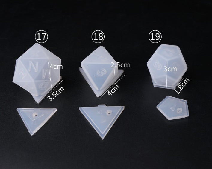 Dice Silicone Resin Casting Moulds Multiple Shapes Polyhedral Dice Moulds for Resin Lovers Table Games DIY Making