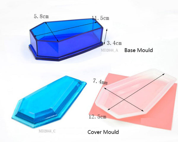 Halloween Coffin Storage Box Epoxy Resin Mold Tray Serving Plate Board  Silicone Mould DIY Crafts Jewelry Holder Casting Tools